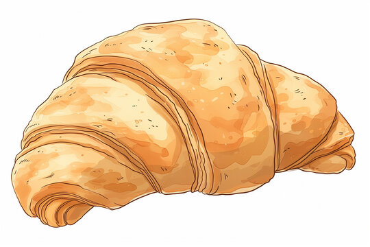 Drawing of croissant dessert on a white background.