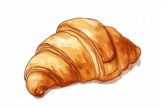 Drawing of croissant dessert on a white background.