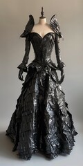 Fototapeta premium beautiful black evening gown made go reused garbage bags