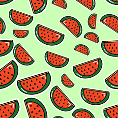 Juicy Geometry: Watermelon Slices Vector Pattern Perfect for Textiles and Graphics