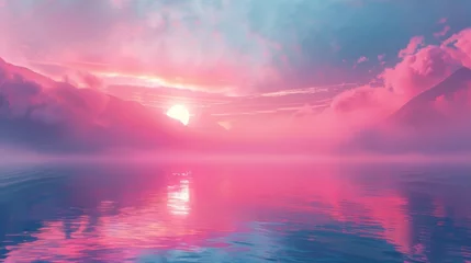 Poster pastel gradient background inspired by nature, with soft transitions resembling a sunset over a tranquil lake. © Warut