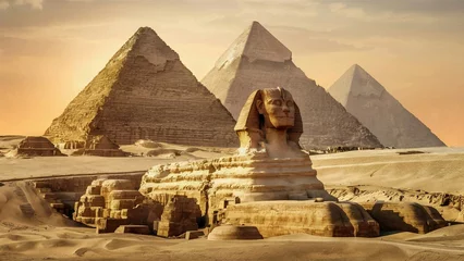 Foto op Canvas Generative Ai Pyramid Of Egypt In The Desert With Sphinx © Graphic-Pixel