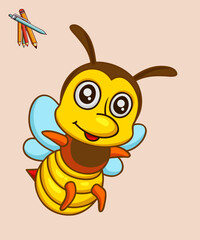 Cute Bee Flying Cartoon Vector Icon Illustration. Premium Vector