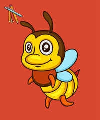Cute Bee Flying Cartoon Vector Icon Illustration. Premium Vector
