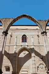 old ruins at Carmo Convent church in Lisbon   - 768820271