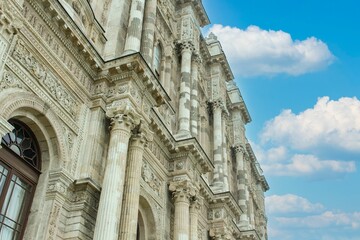Exterior view of the grand Dolmabahce Palace in Istanbul, Turkey