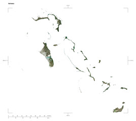 Bahamas shape isolated on white. Low-res satellite map