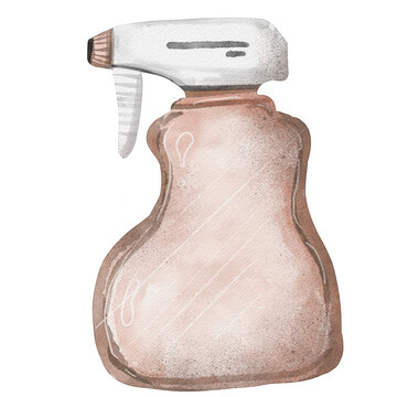 watercolor spray bottle painting clip art, household illustration png