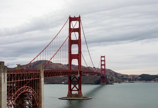 Golden Gate Bridge in San Francisco, California  under a cloudy sky