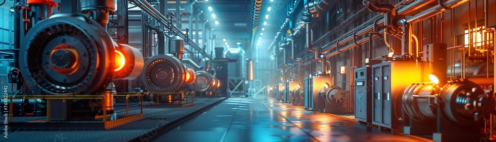 Poster industrial iot application, sensors optimizing factory production, dynamic workshop floor, productiv