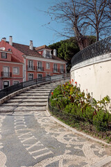 street view with old buildings in Lisbon, Portugal - 768822644