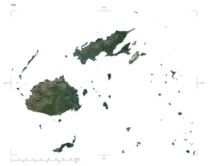 Fiji shape isolated on white. Low-res satellite map