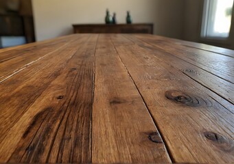 Empty room with warm brown hardwood floors and wooden wall panels