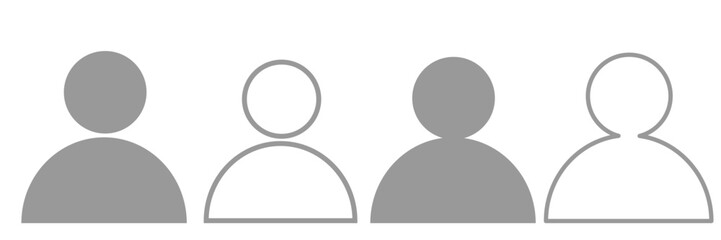 人物ピクトグラム　シルエット　アイコン 上半身アバターセット	