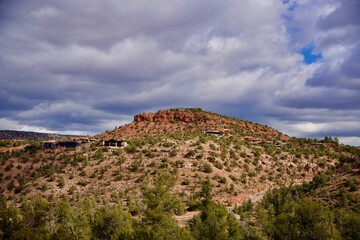 Homes on the Red Rock in the Sun