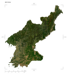 North Korea shape isolated on white. Low-res satellite map © zelwanka