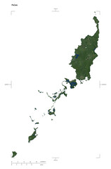 Palau shape isolated on white. Low-res satellite map