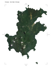 Principe - São Tomé e Príncipe shape isolated on white. Low-res satellite map