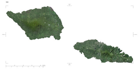 Samoa shape isolated on white. Low-res satellite map