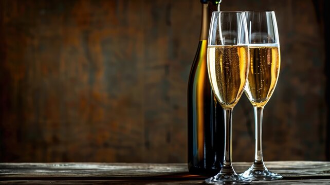 Two glasses of champagne, signifying celebration, elegance, and joy