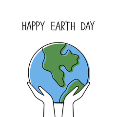Earth Day. International Mother Earth Day. Hands holding globe. Earth Day concept. Vector illustration. Happy Earth Day.
