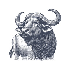 buffalo vintage illustration. isolated on white background