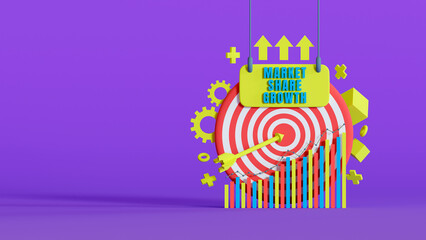 Company target concept. The company successfully increases its market share as per the set target.