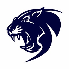 Illustration of a logo of a black panther on a white background