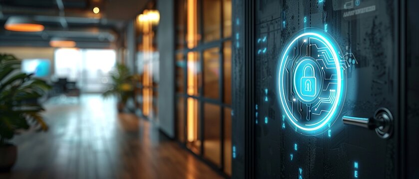 Secure online payment system presentation, encryption technology in focus, trust and safety, modern office, day , 3DCG