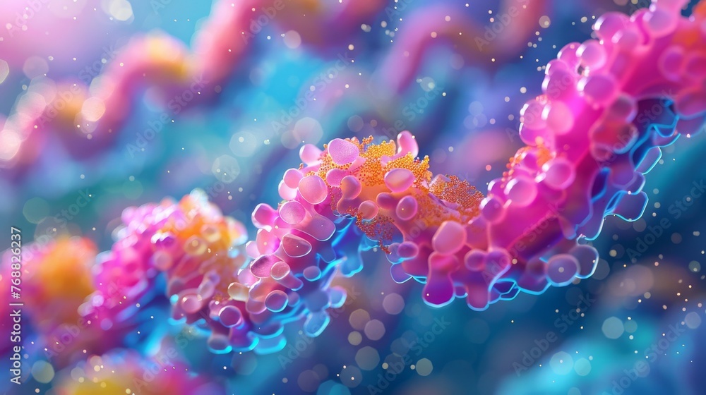 Poster visualize the process of dna replication using 3d illustrations and animations.