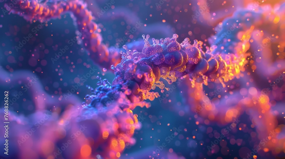 Poster visualize the process of dna replication using 3d illustrations and animations.