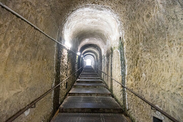 passage, access tunnel to the archaeological park of Herculaneum, Naples, Italy.