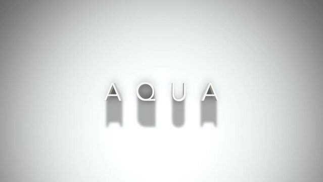 Aqua 3D title animation with shadows on a white background