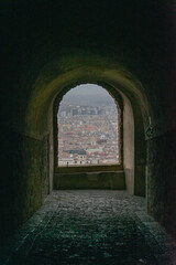 Vault-shaped tunnel in Castel Sant Elmo, overlooking Naples, Italy.