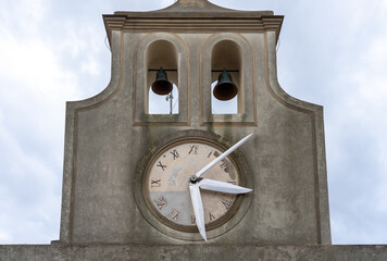 Building with big tower clock inside Sant Elmo castle, Naples- Italy.03-03-2024