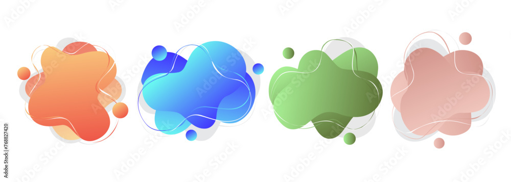 Poster set of abstract liquid shapes. bright splashes. dynamic vibrant color gradients for creative graphic
