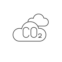 Reduction of CO2 linear icon, cloud of traffic fumes editable stroke symbol, reduction of exhaust gases, vector outline sign.