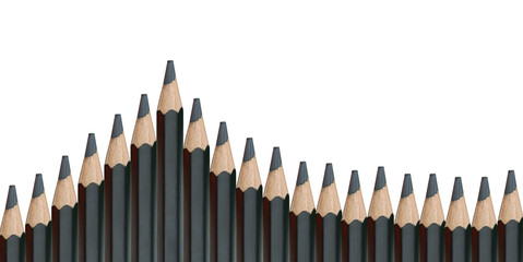 Black Wooden Crayons pencils Lined together with transparent image of PNG format. - 768829025