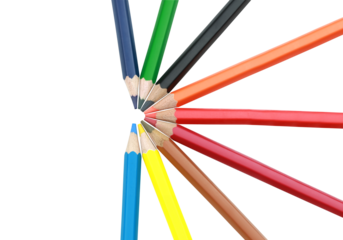 Multi-color of Wooden Crayons pencils with transparent image of PNG format extension.