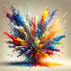 Dynamic Explosion of Vivid Paint Colors on Canvas