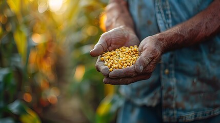 Hand Holding Corn, Agriculture - obrazy, fototapety, plakaty