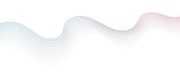 Flowing Dot Wave Pattern Halftone Curve Shape on Transparent Background