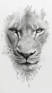 Fingerprint that forms a beautiful lion face.