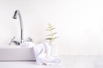 Bathroom background with sink and faucet
