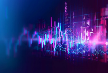 Interwoven Digital Financial Charts: A Visual Feast of Stock Market Trends and Trading Movements