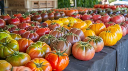 Fototapeten Abundance of Various Tomatoes on Table © Prostock-studio