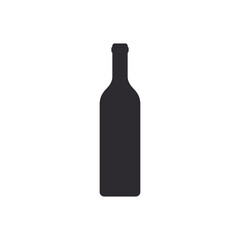 Silhouette wine bottle. Wine bottle. Silhouette champagne bottle. Vector icon. Stencil of wine bottle. Jar icon. Glass container. Logo template. Flask template. Glass phial. Flask template. Jar icon. 