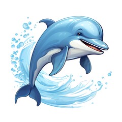 Obraz premium Hand drawn cartoon cute dolphin illustration picture