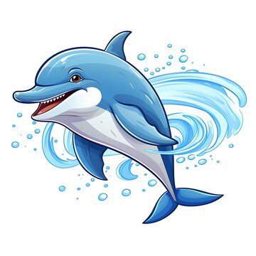 Hand drawn cartoon cute dolphin illustration picture