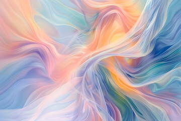 3D background in the form of abstract matte waves of various colors, abstract illustration in light delicate colors - obrazy, fototapety, plakaty